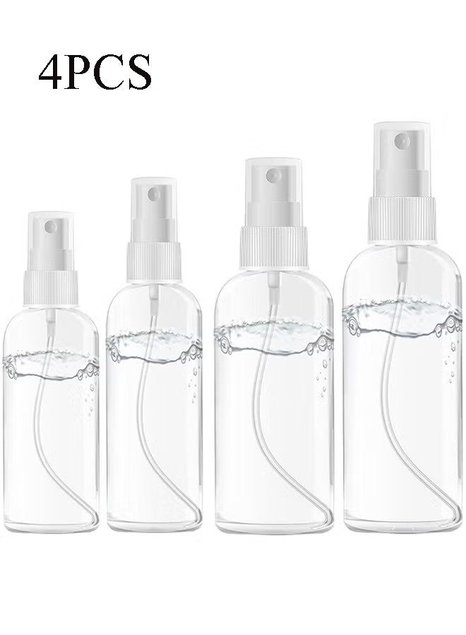 واي جيه زجاجة رش زيت عطري شفافة من البلاستيك، بأربعة أحجام - 30مل، 50مل، 60مل و100مل، مجموعة زجاجات صغيرة للسفر للعطور، للسفر، حاويات سوائل صغيرة قابلة لإعادة التعبئة، مجموعة من 4 - Image 1